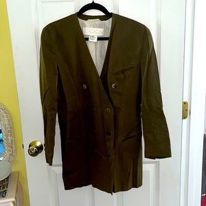 Vintage! Escada Women’s double breasted jacket. European 36. Moss green silk